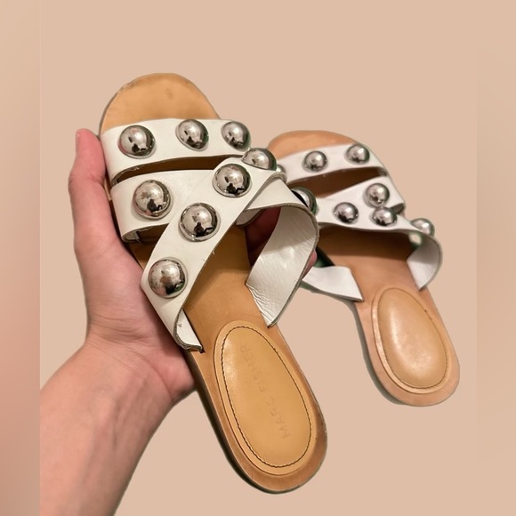 Marc fisher silver studded women’s sandal size 6.5 worn but still in good shape! - Picture 2 of 4